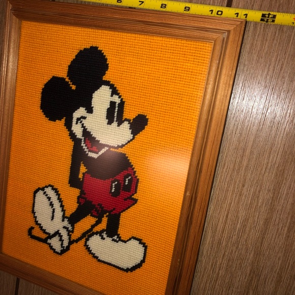 Disney Vintage Mickey Mouse Handmade Needlepoint Retro Handmade Framed Art - Picture 3 of 6